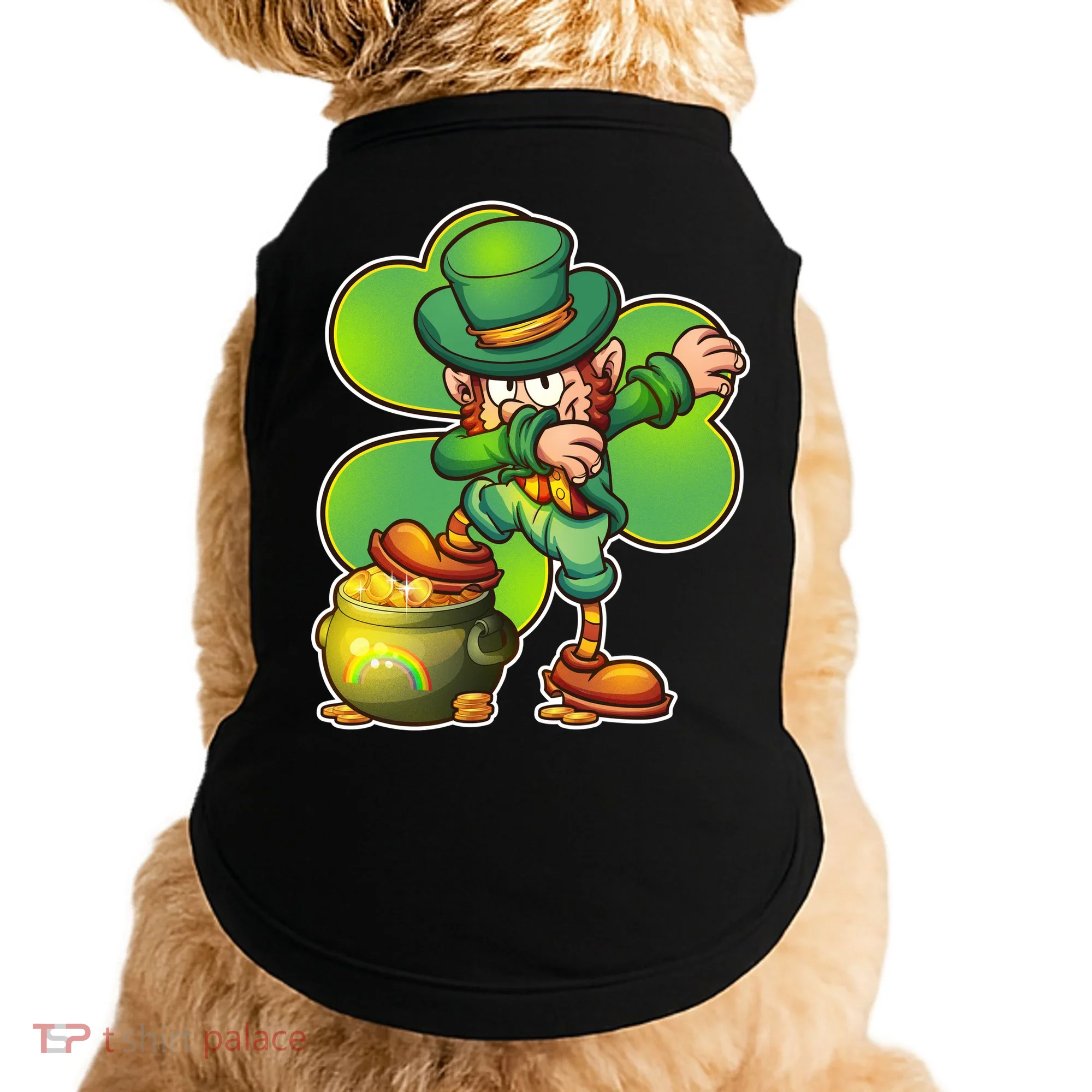 Dabbing Leprechaun Pot Of Gold Doggie Tank