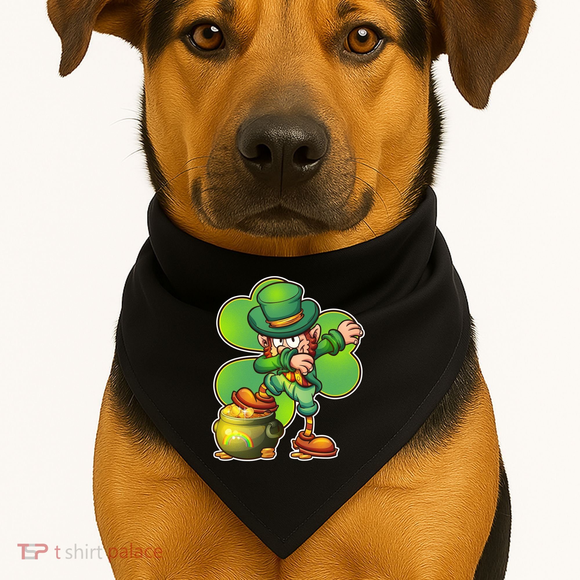 Dabbing Leprechaun Pot Of Gold USA-Made Doggie Bandana