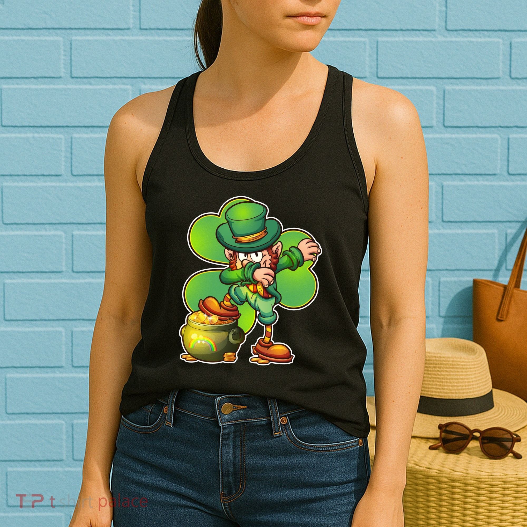 Dabbing Leprechaun Pot Of Gold Women's Tank Top