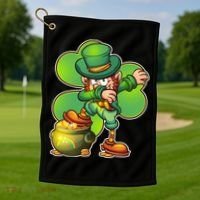 Dabbing Leprechaun Pot Of Gold Golf Towel thumb 1