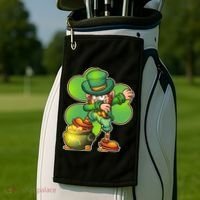 Dabbing Leprechaun Pot Of Gold Golf Towel thumb 2