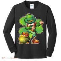 Dabbing Leprechaun Pot Of Gold Kids Long Sleeve Shirt thumb 0