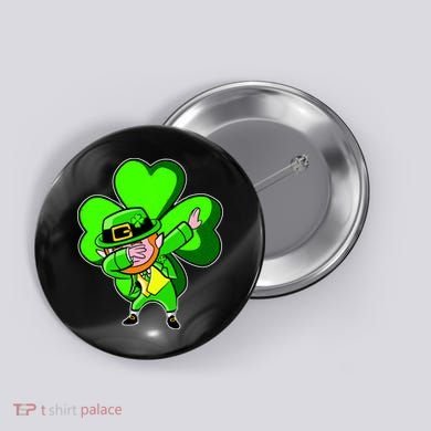 Dabbing Leprechaun St. Patrick's Day Clover Button