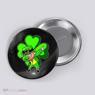 Dabbing Leprechaun St. Patrick's Day Clover Button