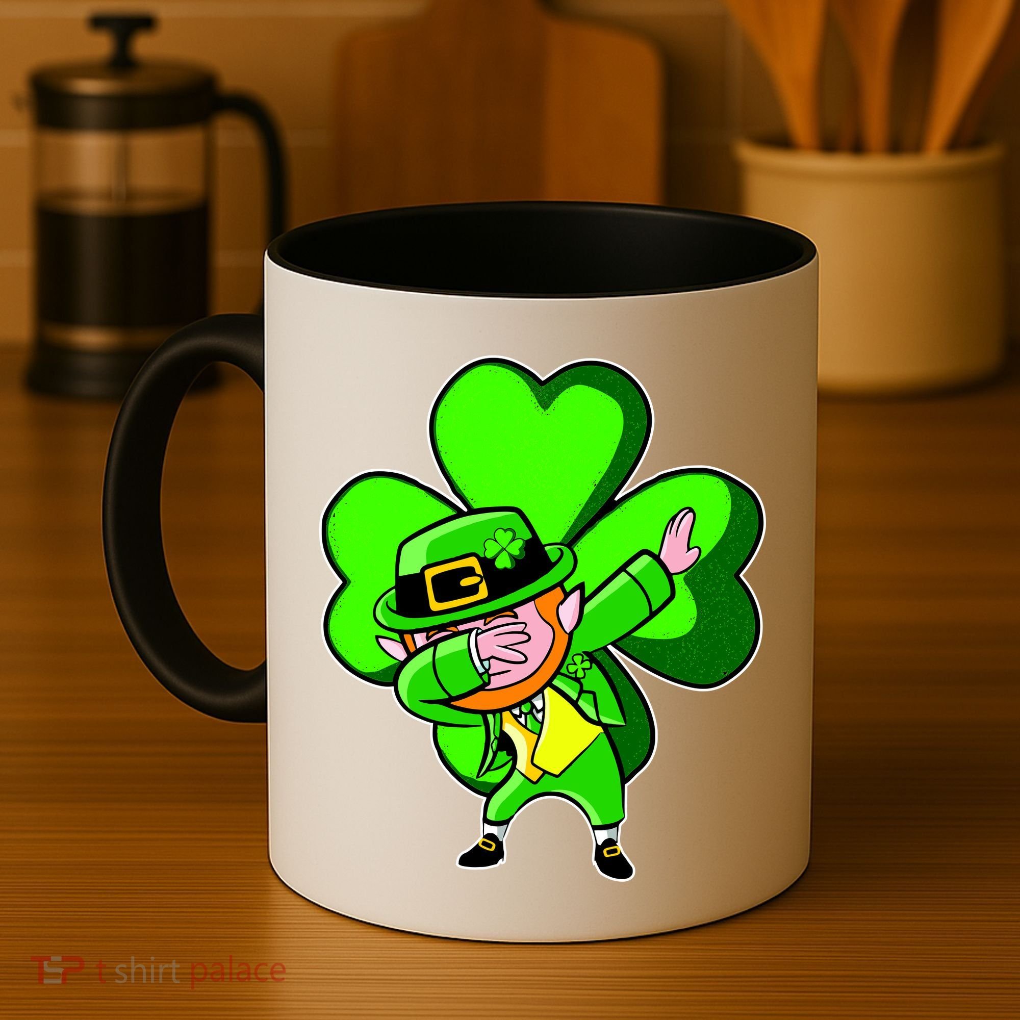 Dabbing Leprechaun St. Patrick's Day Clover Coffee Mug
