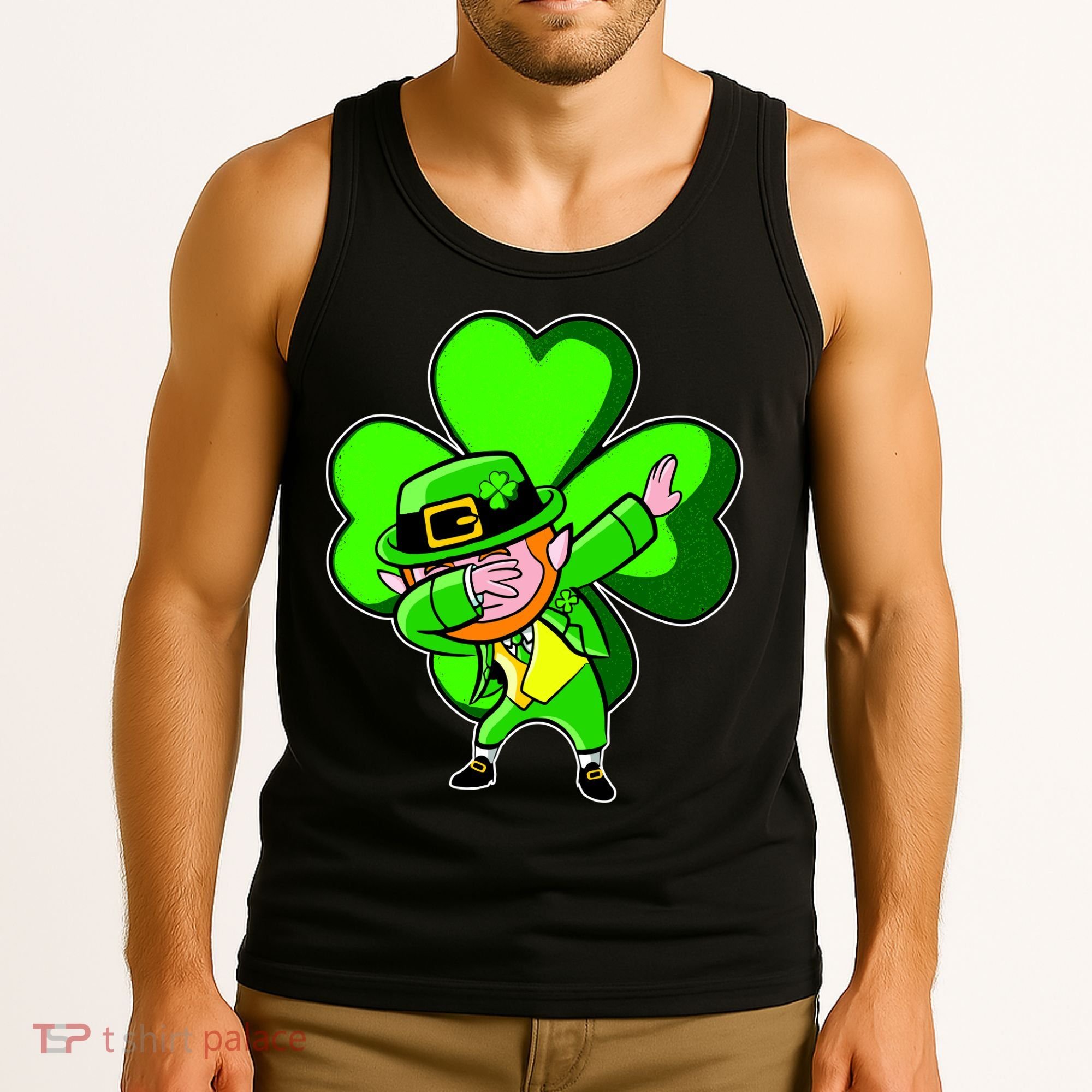 Dabbing Leprechaun St. Patrick's Day Clover Tank Top
