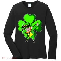 Dabbing Leprechaun St. Patrick's Day Clover Women's Long Sleeve Shirt thumb 0
