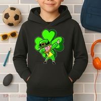 Dabbing Leprechaun St. Patrick's Day Clover Kids Hoodie thumb 2
