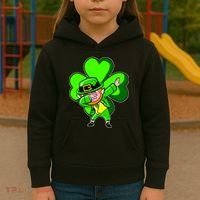Dabbing Leprechaun St. Patrick's Day Clover Kids Hoodie thumb 3