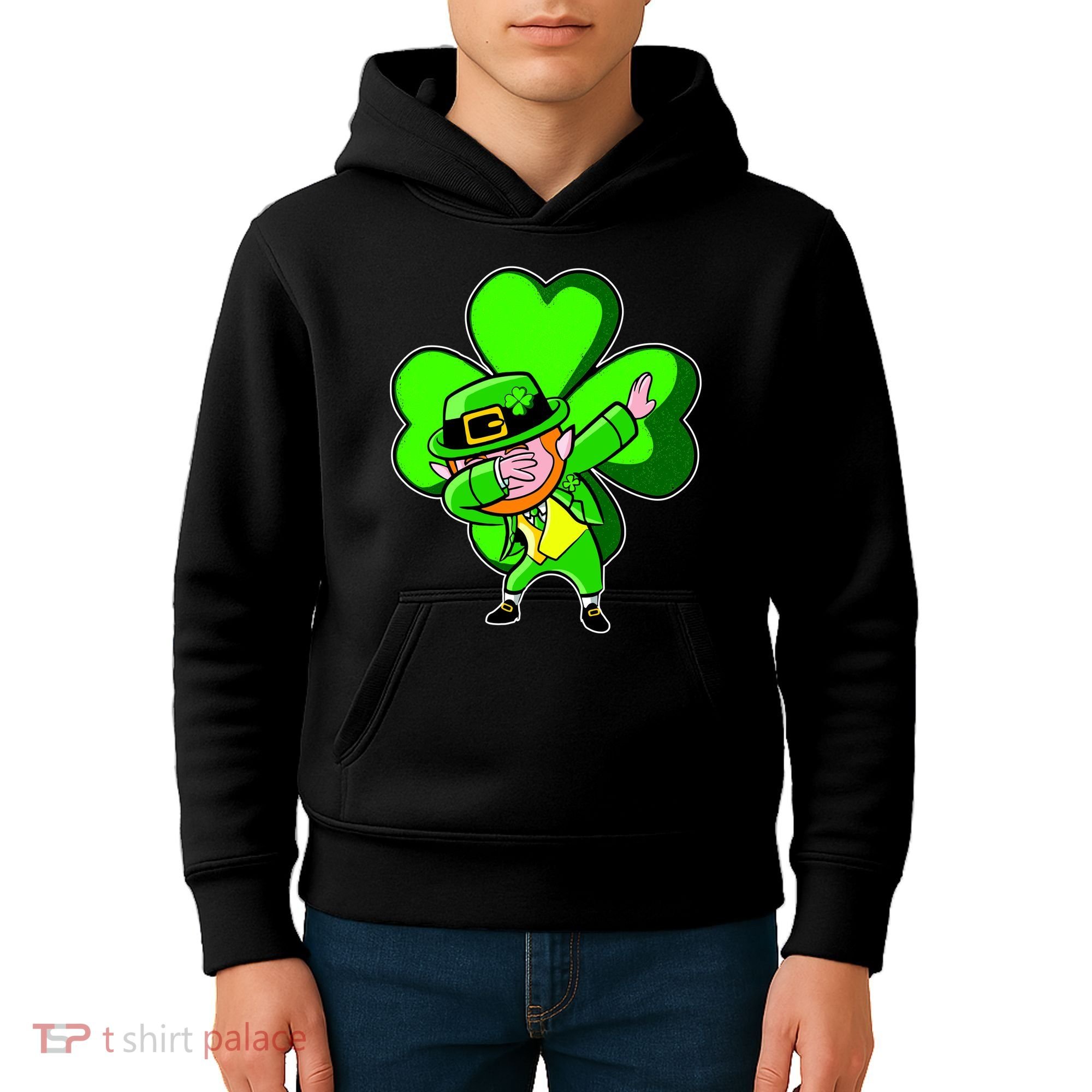Dabbing Leprechaun St. Patrick's Day Clover Kids Hoodie