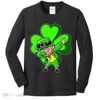Dabbing Leprechaun St. Patrick's Day Clover Kids Long Sleeve Shirt thumb 0