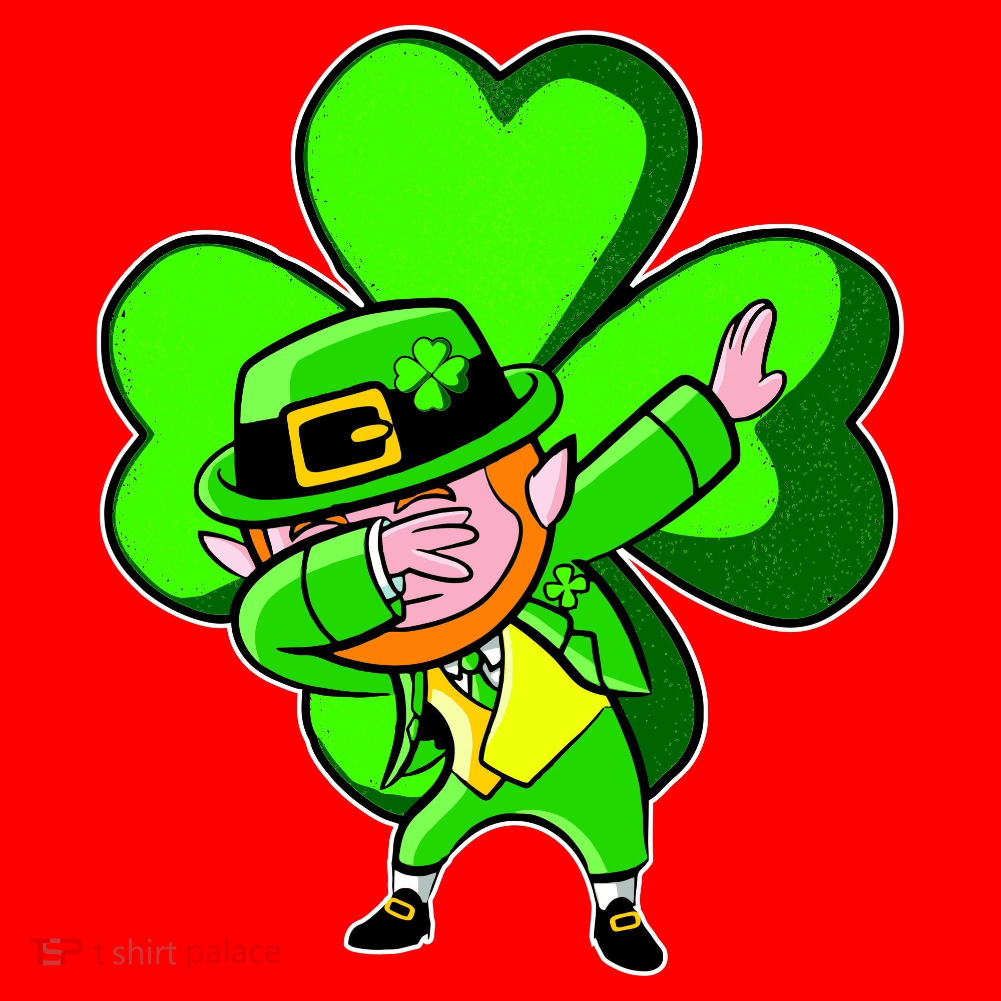 Dabbing Leprechaun St. Patrick's Day Clover Santa Hat
