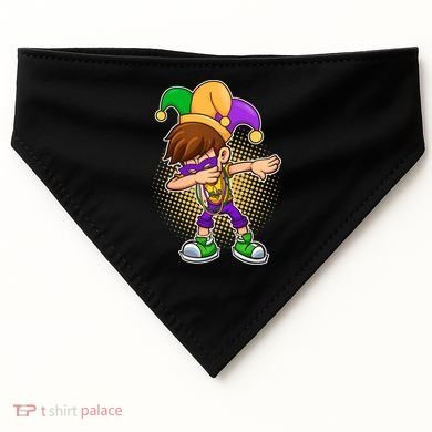 Dabbing Mardi Gras Jester USA-Made Doggie Bandana