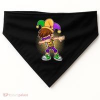 Dabbing Mardi Gras Jester USA-Made Doggie Bandana thumb 0