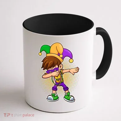 Dabbing Mardi Gras Jester Coffee Mug back