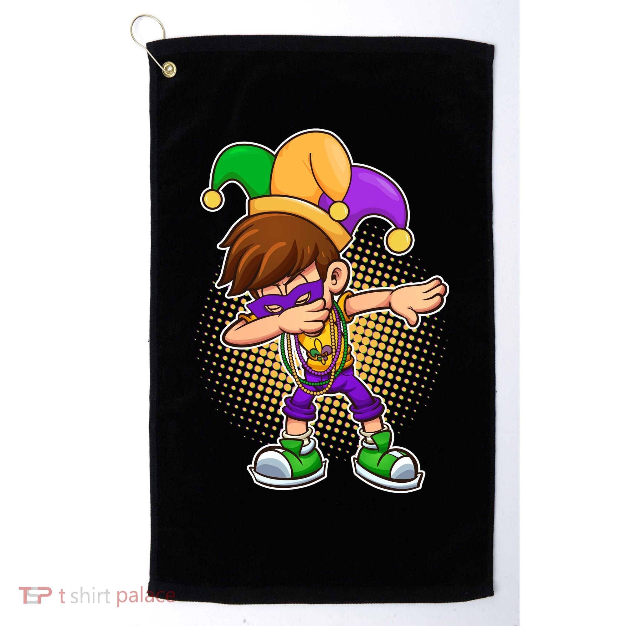 Dabbing Mardi Gras Jester Golf Towel