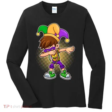 Dabbing Mardi Gras Jester Women's Long Sleeve Shirt