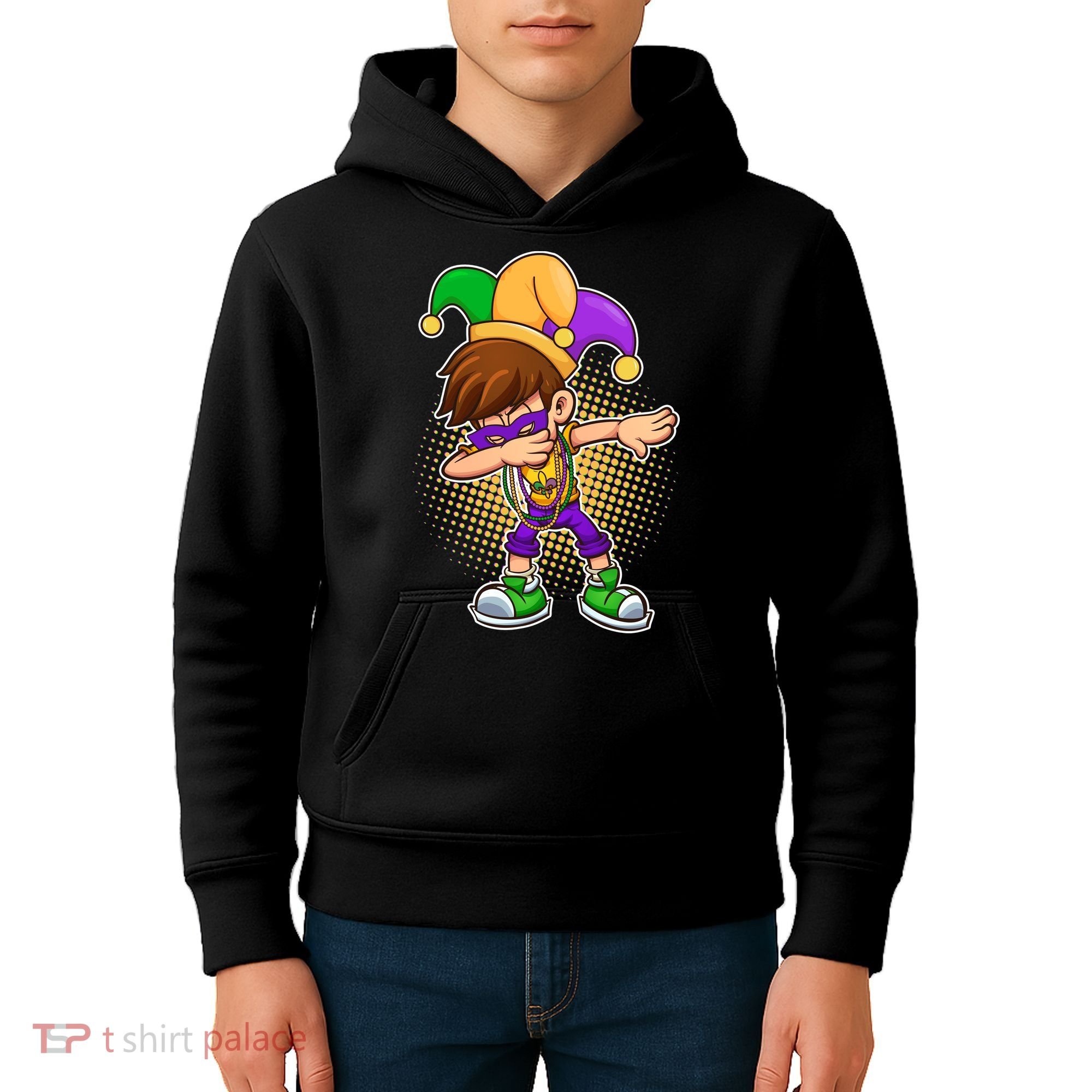 Dabbing Mardi Gras Jester Kids Hoodie