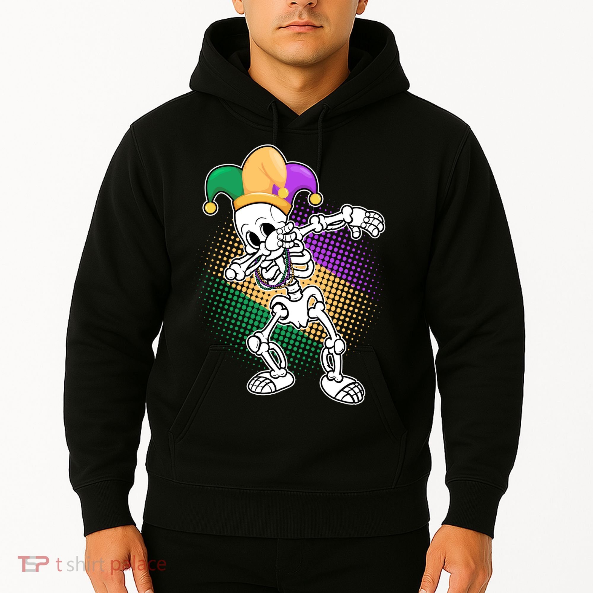 Dabbing Mardi Gras Skeleton Hoodie