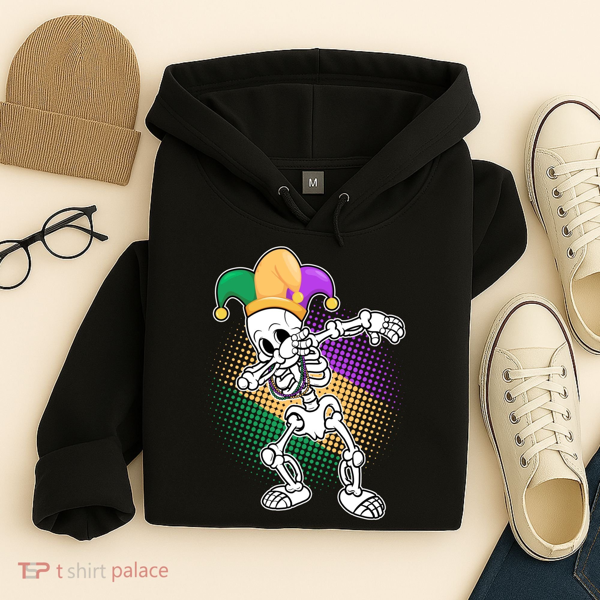 Dabbing Mardi Gras Skeleton Hoodie