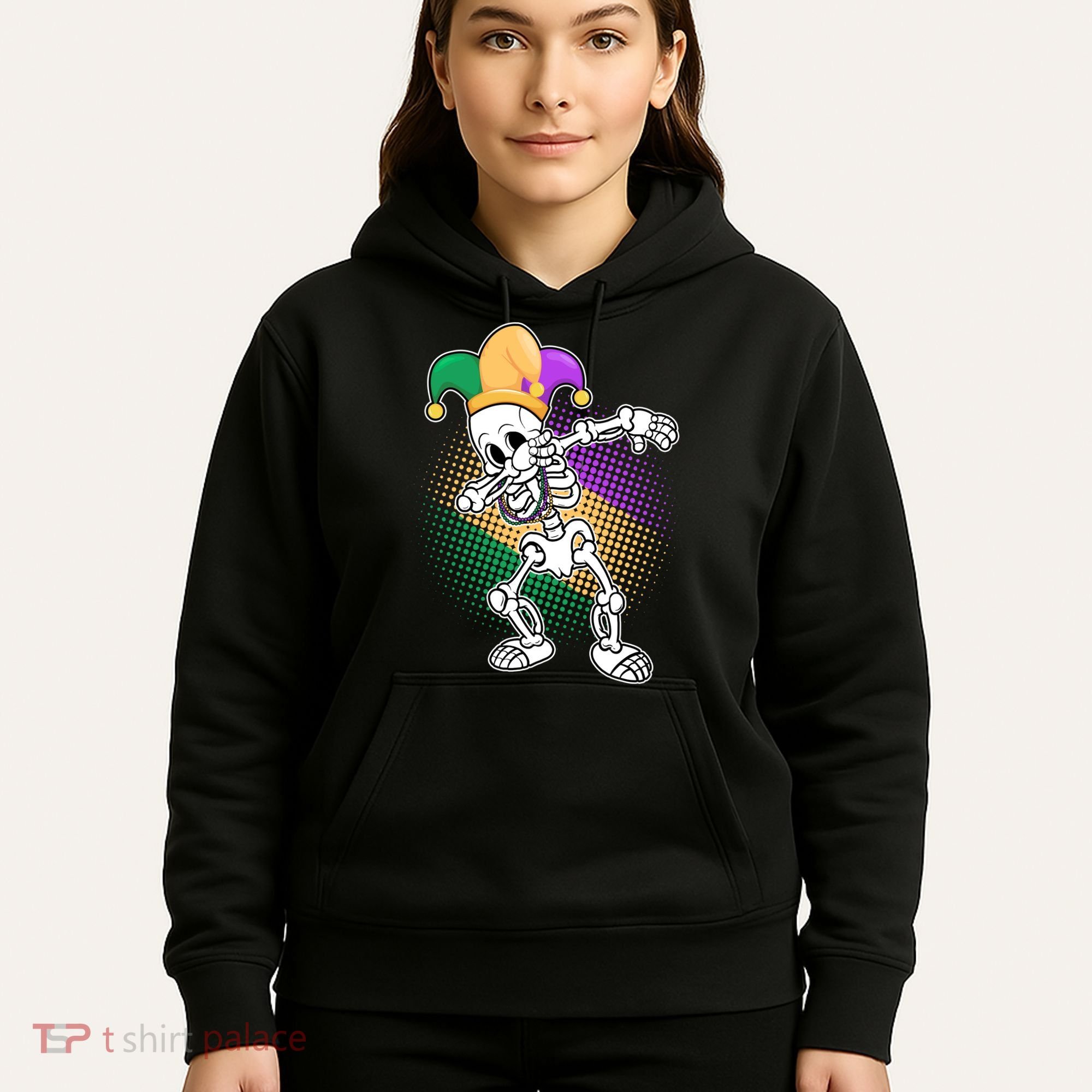 Dabbing Mardi Gras Skeleton Hoodie