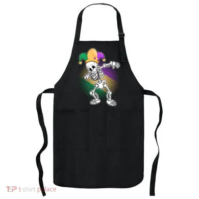 Dabbing Mardi Gras Skeleton Apron