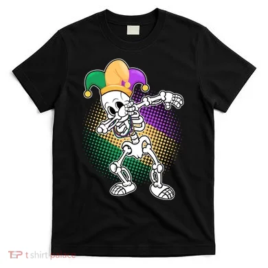 Dabbing Mardi Gras Skeleton T-Shirt