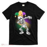 Dabbing Mardi Gras Skeleton T-Shirt thumb 0