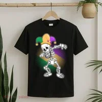 Dabbing Mardi Gras Skeleton T-Shirt thumb 2