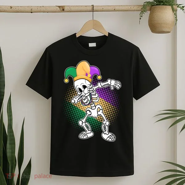 Dabbing Mardi Gras Skeleton T-Shirt