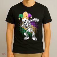 Dabbing Mardi Gras Skeleton T-Shirt thumb 3