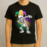 Dabbing Mardi Gras Skeleton T-Shirt thumb 3