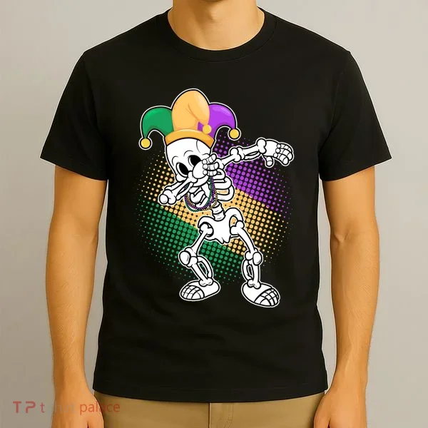 Dabbing Mardi Gras Skeleton T-Shirt
