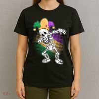 Dabbing Mardi Gras Skeleton T-Shirt thumb 4