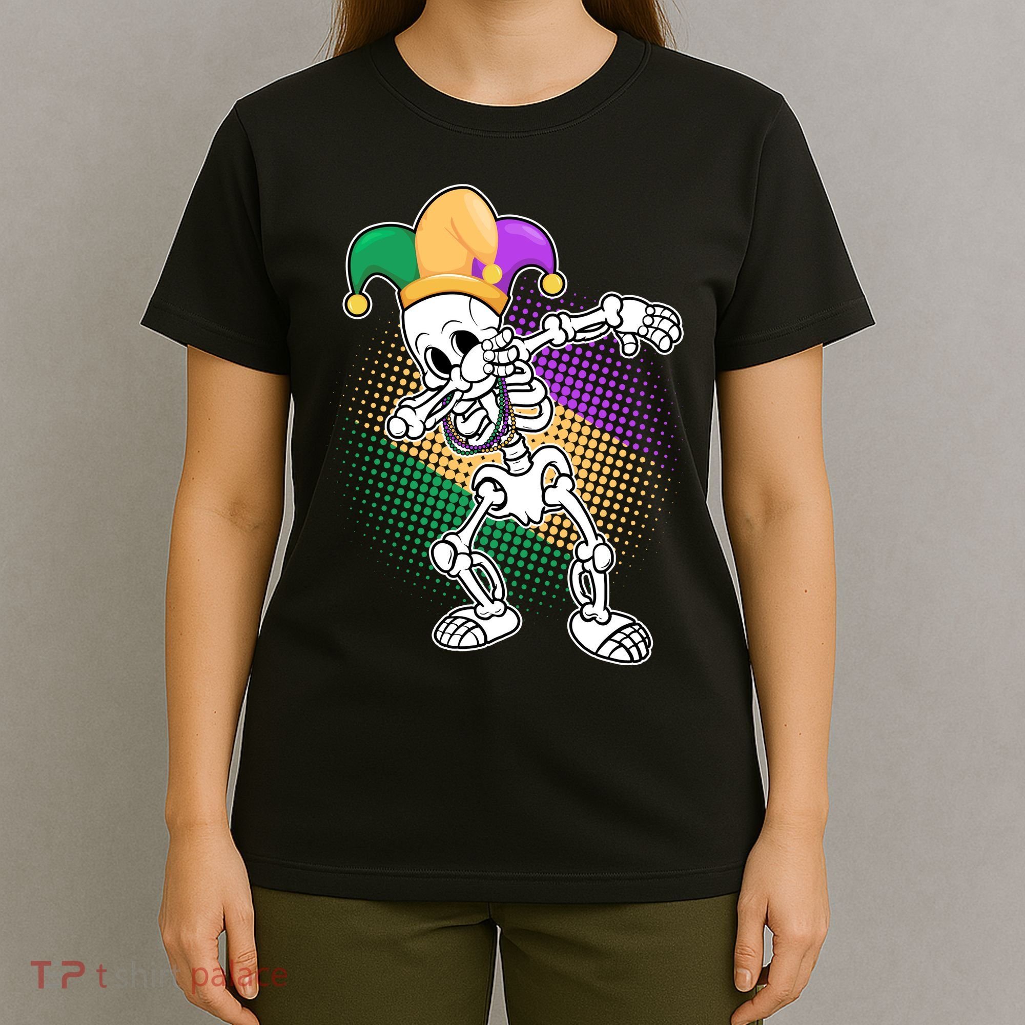 Dabbing Mardi Gras Skeleton T-Shirt