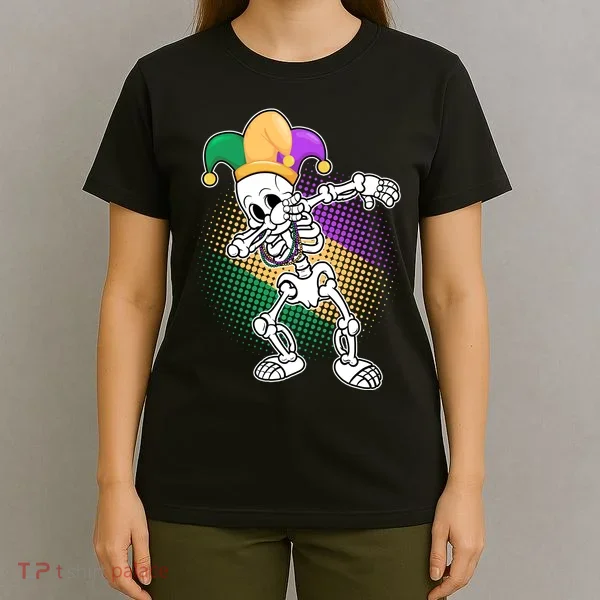 Dabbing Mardi Gras Skeleton T-Shirt