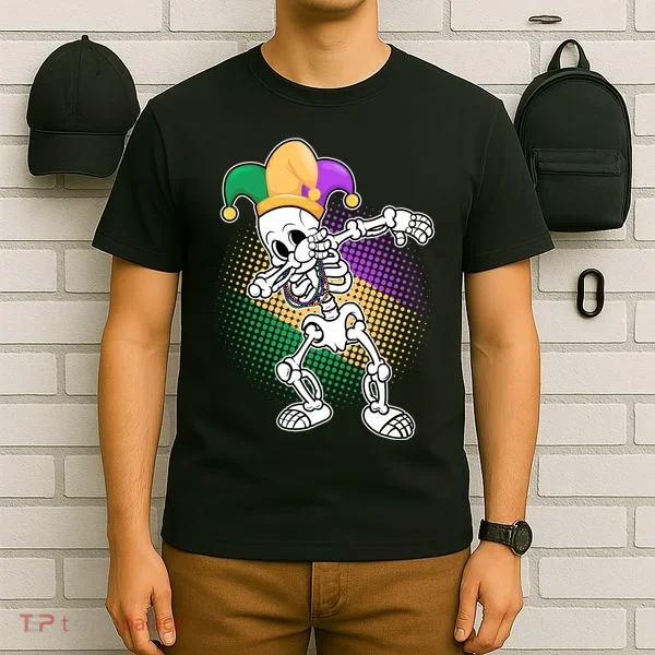 Dabbing Mardi Gras Skeleton T-Shirt