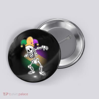 Dabbing Mardi Gras Skeleton Button