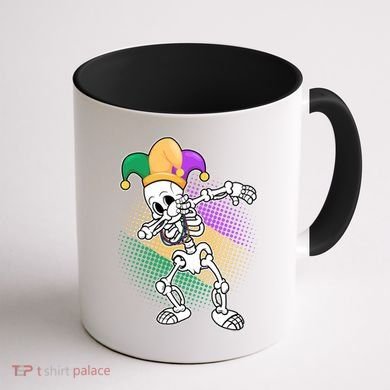 Dabbing Mardi Gras Skeleton Coffee Mug back