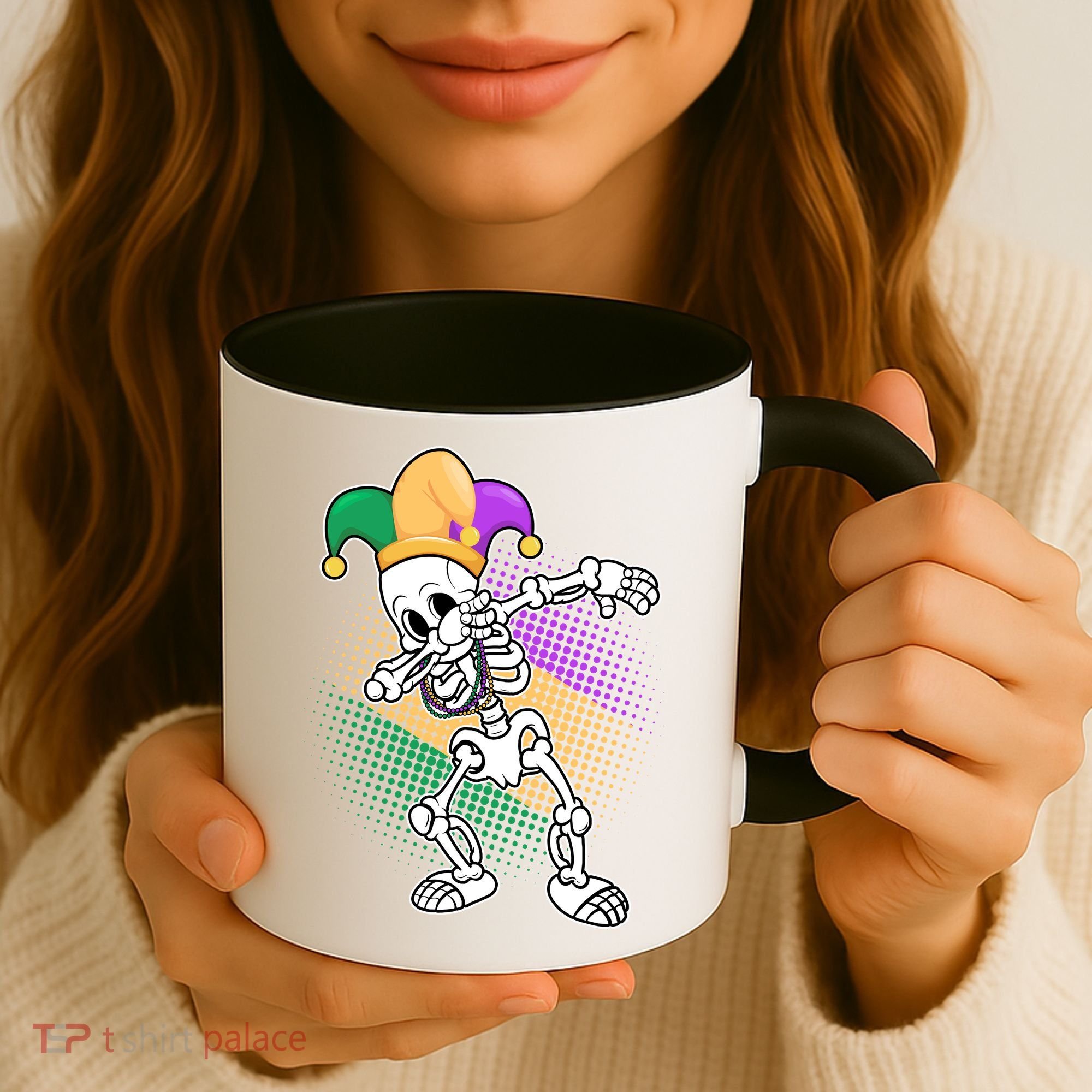 Dabbing Mardi Gras Skeleton Coffee Mug