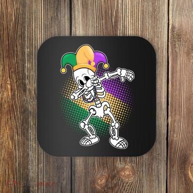 Dabbing Mardi Gras Skeleton Coaster
