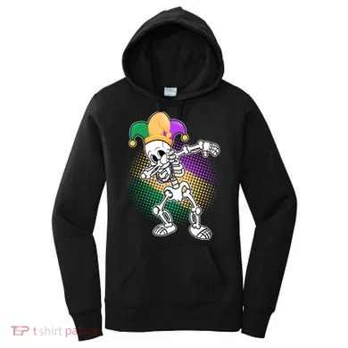 Dabbing Mardi Gras Skeleton Women's Hoodie