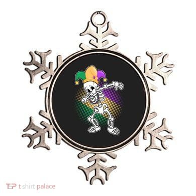 Dabbing Mardi Gras Skeleton Ornament
