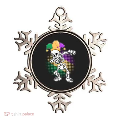 Dabbing Mardi Gras Skeleton Ornament