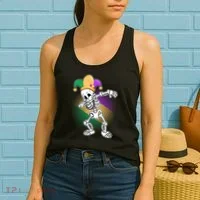 Dabbing Mardi Gras Skeleton Women's Tank Top thumb 2