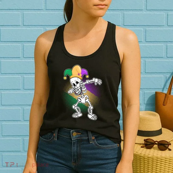 Dabbing Mardi Gras Skeleton Women's Tank Top