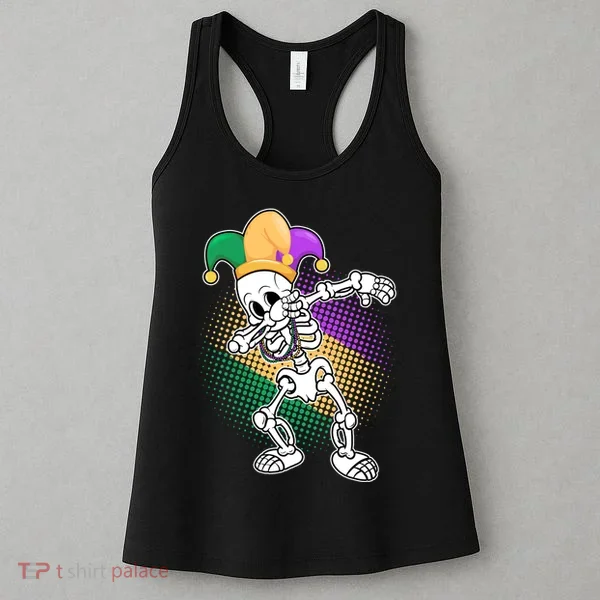Dabbing Mardi Gras Skeleton Women's Tank Top