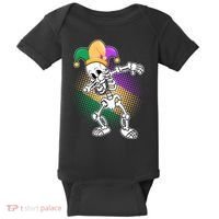 Dabbing Mardi Gras Skeleton Baby Bodysuit thumb 0