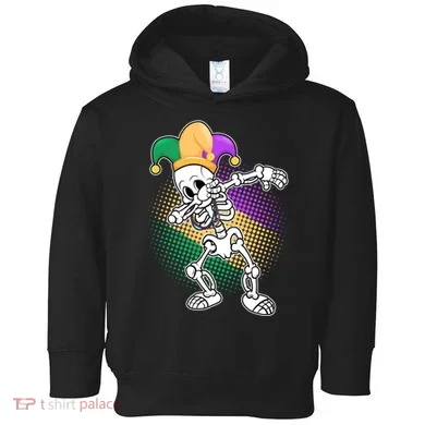 Dabbing Mardi Gras Skeleton Toddler Hoodie