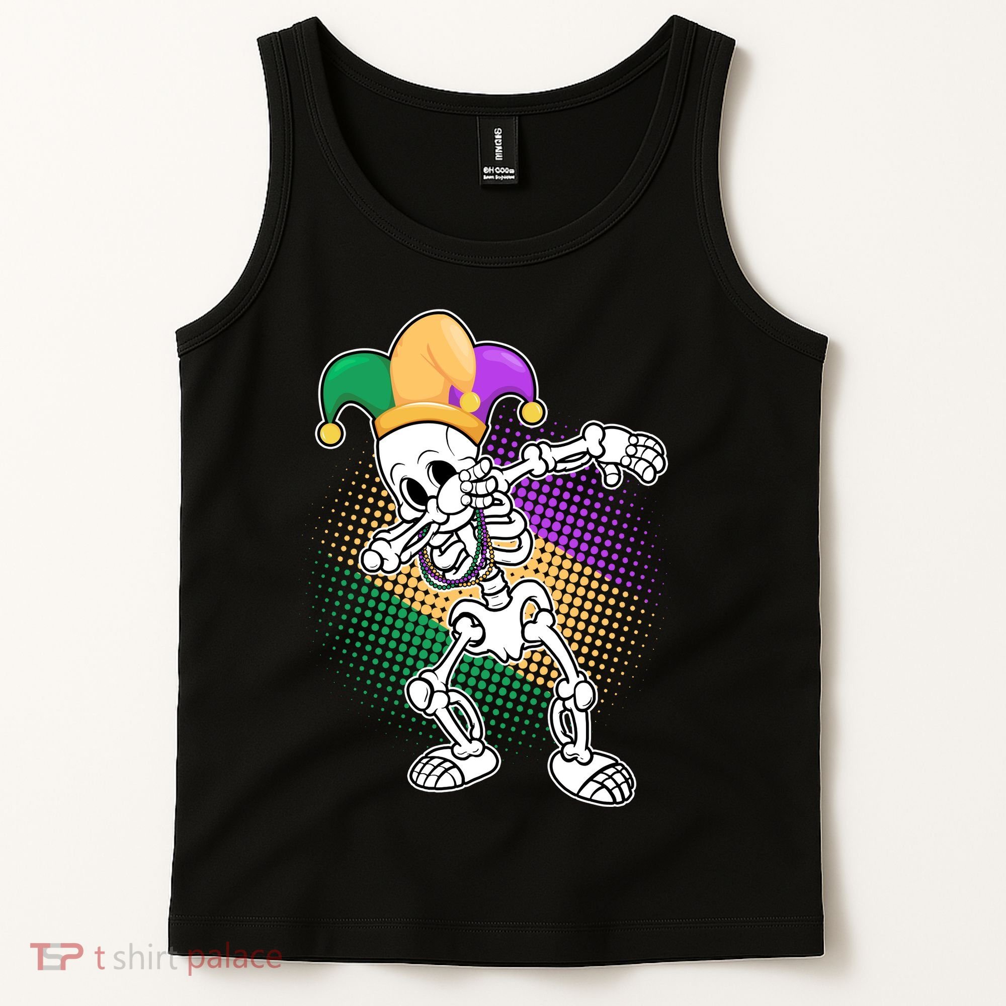 Dabbing Mardi Gras Skeleton Tank Top
